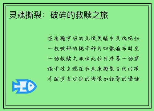 灵魂撕裂：破碎的救赎之旅